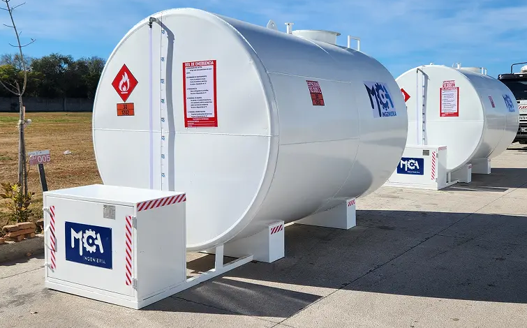 Tanque horizontal vista frontal